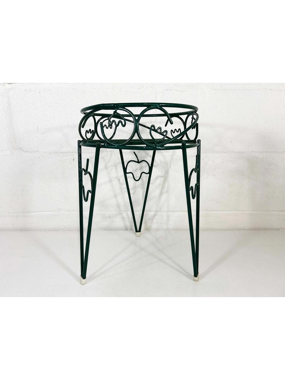 Forest Green Plant Stand Tripod Hairpin Legs Leaves Vines Wire Plants Holder